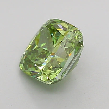 CUSHION 1.08 CARAT FANCY VIVID GREEN VVS2  VG VG VERY SLIGHT