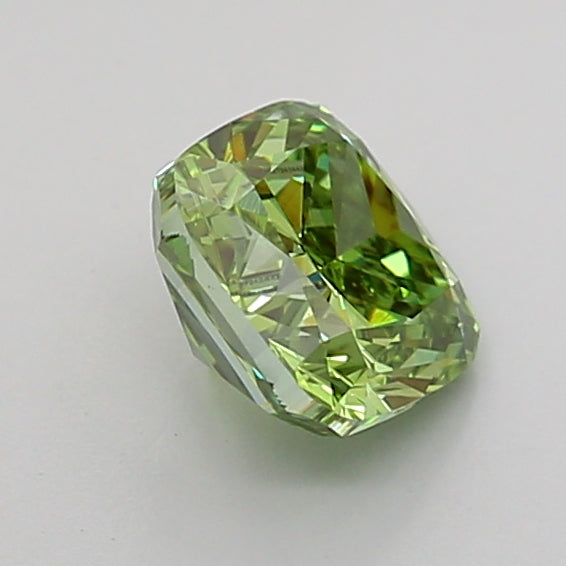 cushion 1.08 carat fancy vivid green vvs2  vg vg very slight