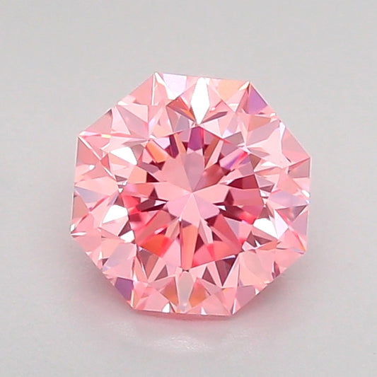 OCTAGONAL 0.96 CARAT FANCY VIVID PINK VVS2  EX EX STRONG