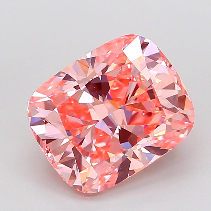 cushion 3 carat fancy vivid pink vs1  ex ex strong