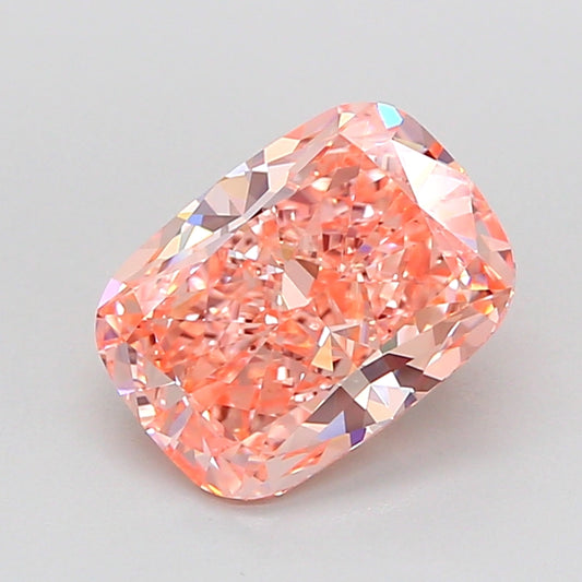 CUSHION 2.02 CARAT FANCY INTENSE PINKISH ORANGE VS1  EX EX SLIGHT