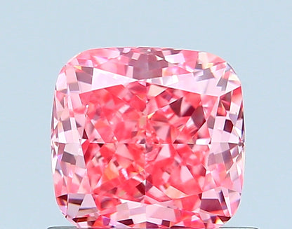 CUSHION 0.77 CARAT FANCY VIVID PINK VVS2  EX EX SLIGHT