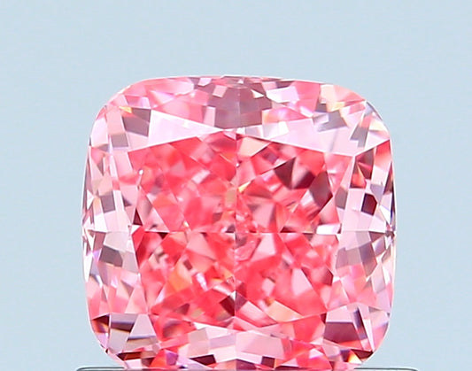 CUSHION 0.77 CARAT FANCY VIVID PINK VVS2  EX EX SLIGHT