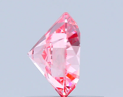 ROUND 0.81 CARAT FANCY VIVID PINK VVS2 ID EX EX SLIGHT