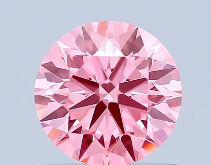 ROUND 0.81 CARAT FANCY VIVID PINK VVS2 ID EX EX SLIGHT