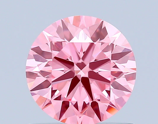 ROUND 0.81 CARAT FANCY VIVID PINK VVS2 ID EX EX SLIGHT