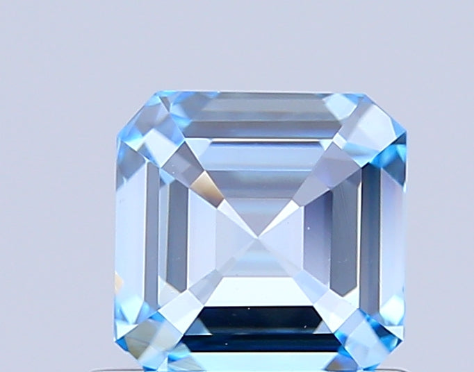 asscher 0.99 carat fancy vivid blue vvs2  vg vg none