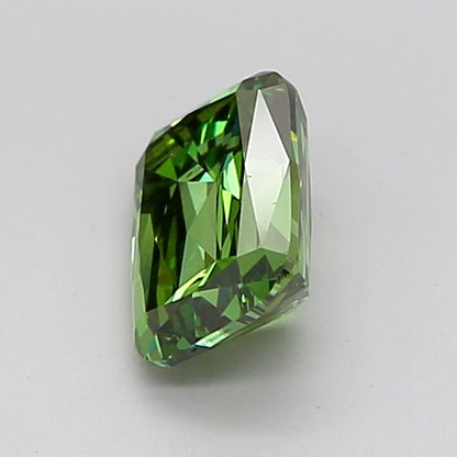 CUSHION 0.96 CARAT FANCY VIVID GREEN VVS2  VG VG NONE