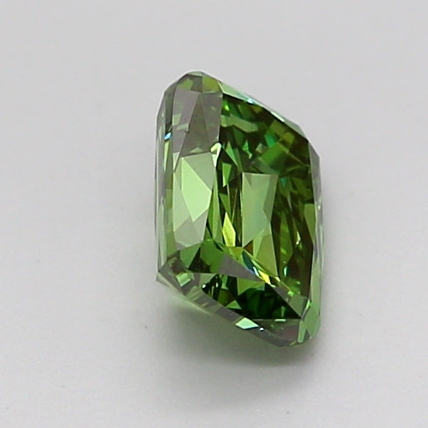 cushion 0.96 carat fancy vivid green vvs2  vg vg none