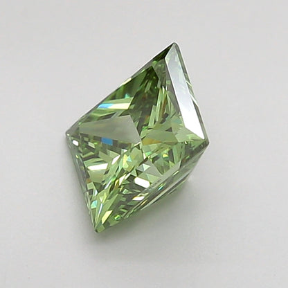 PRINCESS 0.92 CARAT FANCY VIVID GREEN VVS2  VG VG NONE