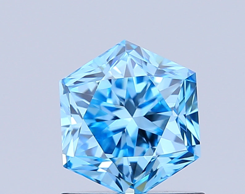 hexagonal 1.04 carat fancy vivid blue vvs2  vg vg none