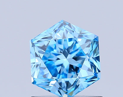 HEXAGONAL 1.04 CARAT FANCY VIVID BLUE VVS2  VG VG NONE