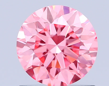 ROUND 0.9 CARAT FANCY VIVID PINK VS1 ID VG EX SLIGHT