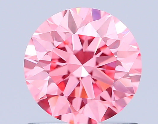 ROUND 0.9 CARAT FANCY VIVID PINK VS1 ID VG EX SLIGHT