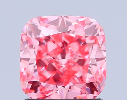 CUSHION 1.56 CARAT FANCY VIVID PINK VS1  VG VG STRONG