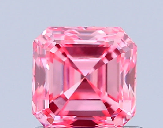 ASSCHER 1.08 CARAT FANCY VIVID PINK VS1  EX VG STRONG