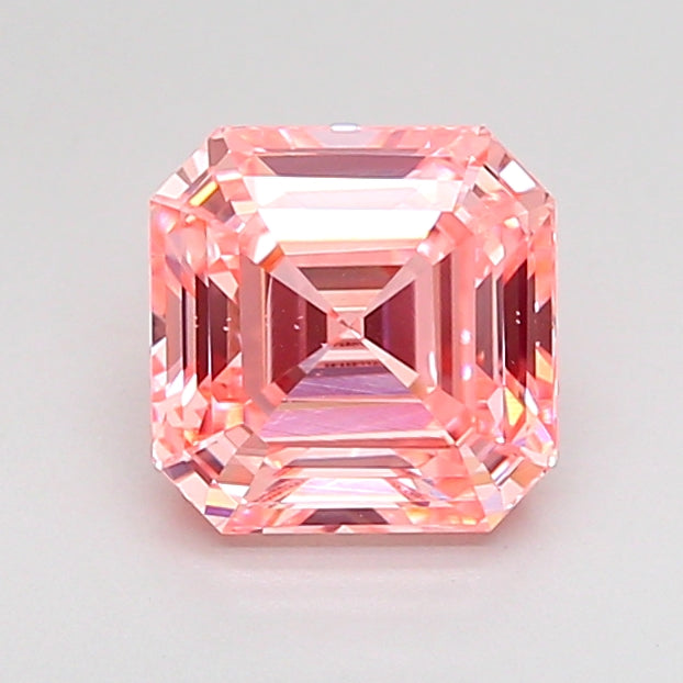 asscher 1.41 carat fancy intense pink vs2  vg vg strong