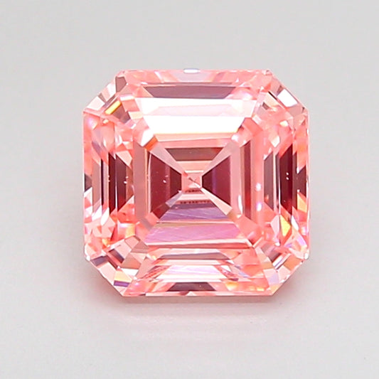 ASSCHER 1.41 CARAT FANCY INTENSE PINK VS2  VG VG STRONG