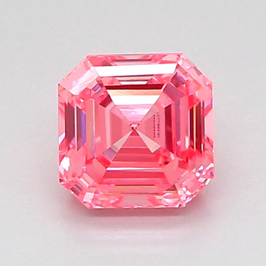 ASSCHER 1.07 CARAT FANCY VIVID PINK VS1  VG VG STRONG