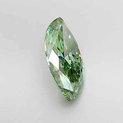 MARQUISE 3.51 CARAT FANCY VIVID GREEN VS2  EX EX NONE
