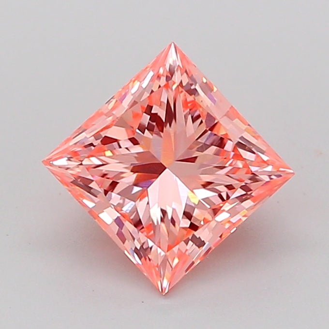 princess 1.47 carat fancy intense orangy pink vs1  vg vg strong