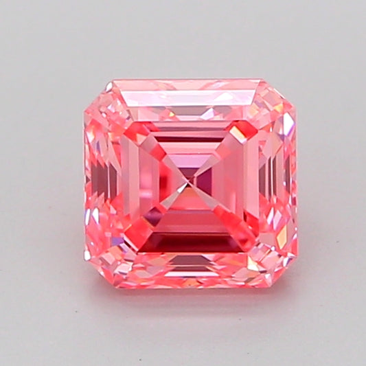 ASSCHER 1.02 CARAT FANCY VIVID PINK VVS2  VG VG STRONG