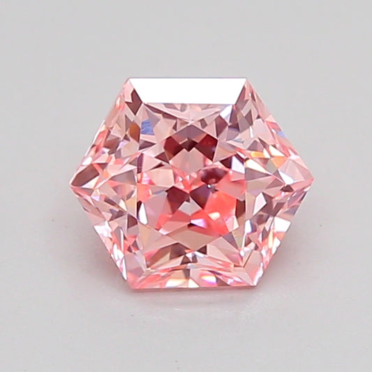HEXAGONAL 1.08 CARAT FANCY INTENSE PINK VVS2  VG VG SLIGHT
