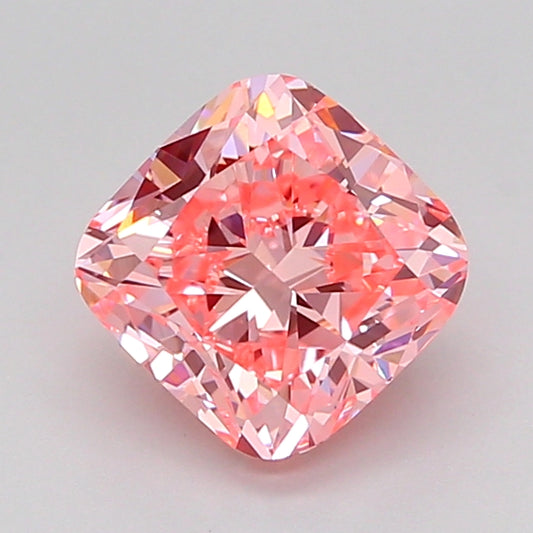 CUSHION 1.51 CARAT FANCY VIVID PINK VVS2  VG VG STRONG