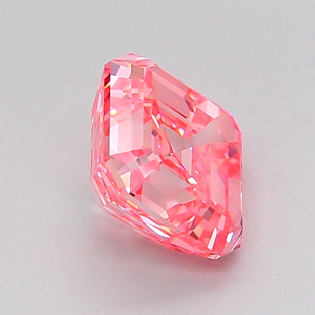 asscher 1.52 carat fancy vivid pink vvs2  ex ex strong