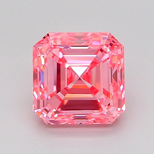 asscher 1.52 carat fancy vivid pink vvs2  ex ex strong