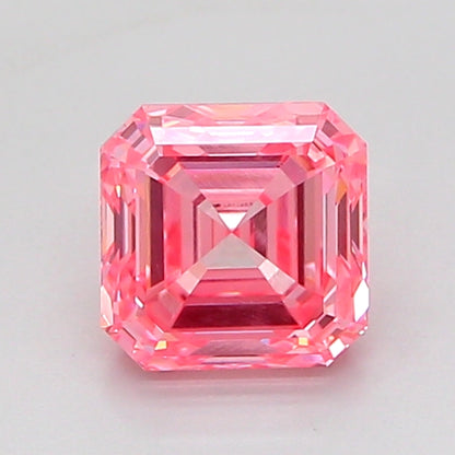 ASSCHER 1.08 CARAT FANCY VIVID PINK VVS2  VG VG STRONG