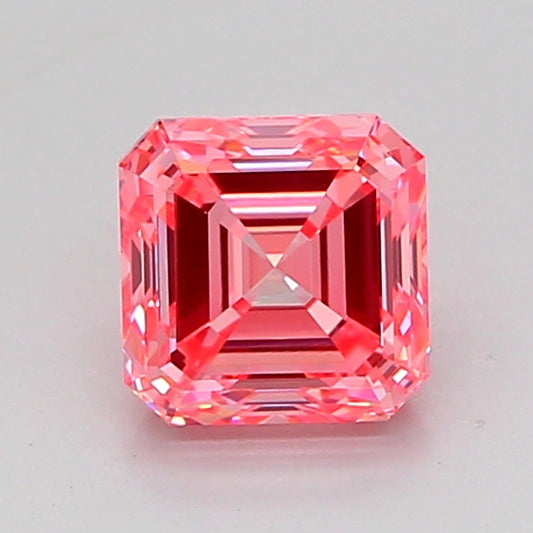 ASSCHER 1.06 CARAT FANCY VIVID PINK VVS2  VG VG STRONG