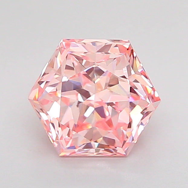 hexagonal 1.54 carat fancy intense pink vvs2  vg vg strong