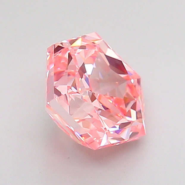hexagonal 1.59 carat fancy vivid pink vvs2  vg ex strong
