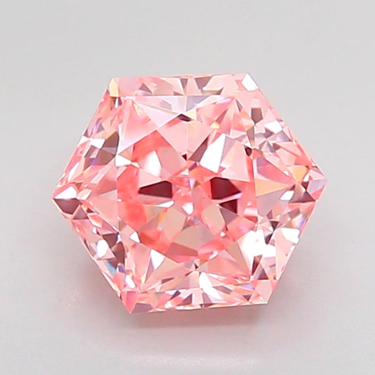 HEXAGONAL 1.59 CARAT FANCY VIVID PINK VVS2  VG EX STRONG