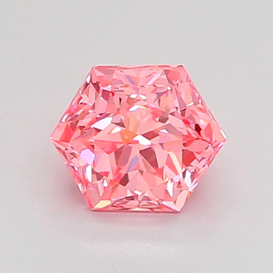 HEXAGONAL 0.82 CARAT FANCY VIVID PINK VS1  EX EX SLIGHT