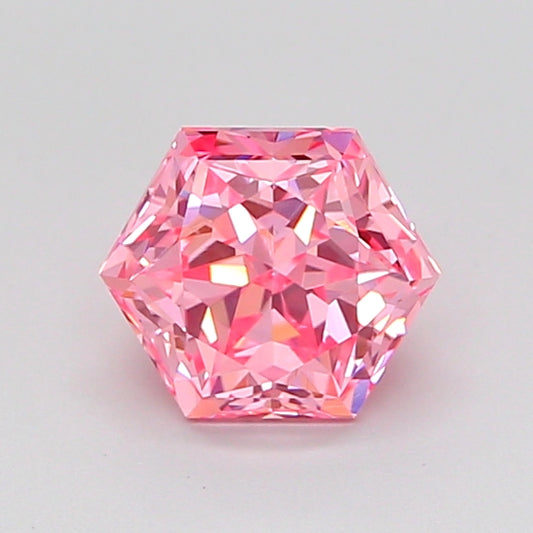 HEXAGONAL 1.04 CARAT FANCY VIVID PINK VVS2  VG VG SLIGHT