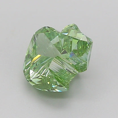 FREEFORM FACETED 1.17 CARAT FANCY VIVID GREEN VS1  VG VG VERY SLIGHT