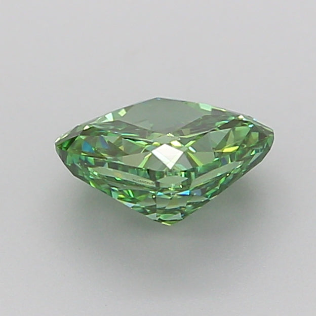 cushion 1.11 carat fancy vivid green vvs2  vg vg none