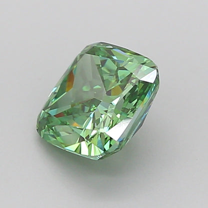 CUSHION 1.11 CARAT FANCY VIVID GREEN VVS2  VG VG NONE
