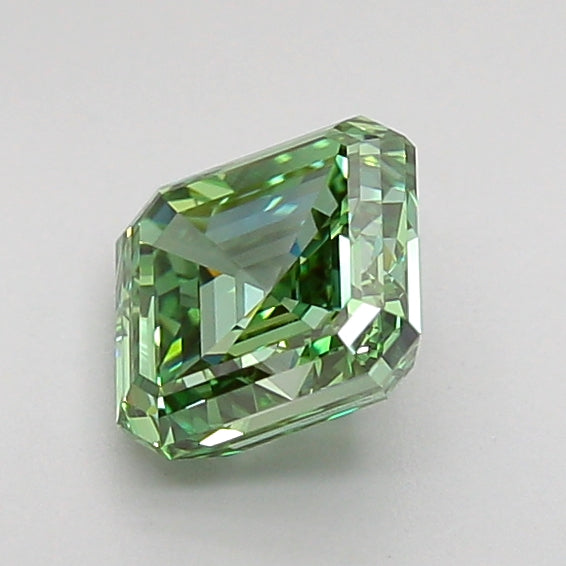asscher 1.05 carat fancy vivid green vvs1  ex vg very slight