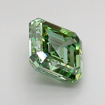 ASSCHER 1.05 CARAT FANCY VIVID GREEN VVS1  EX VG VERY SLIGHT