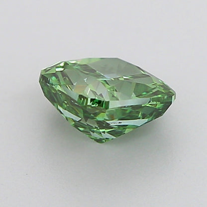 CUSHION 1.06 CARAT FANCY VIVID GREEN VVS2  EX VG NONE