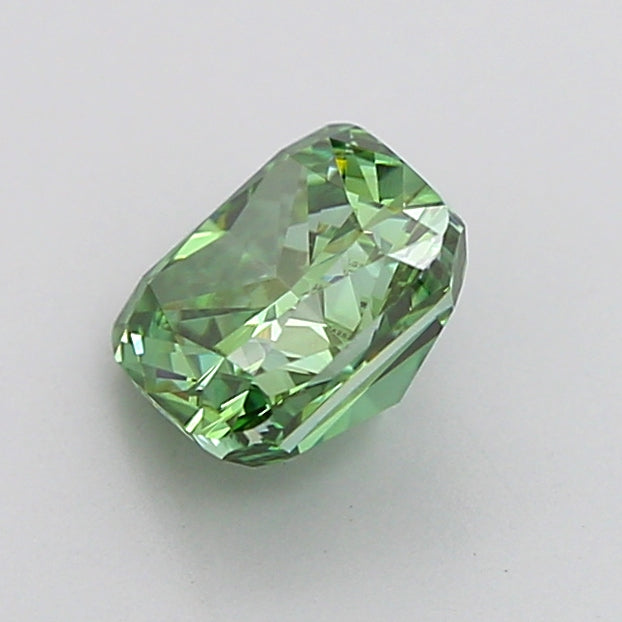 cushion 1.06 carat fancy vivid green vvs2  ex vg none
