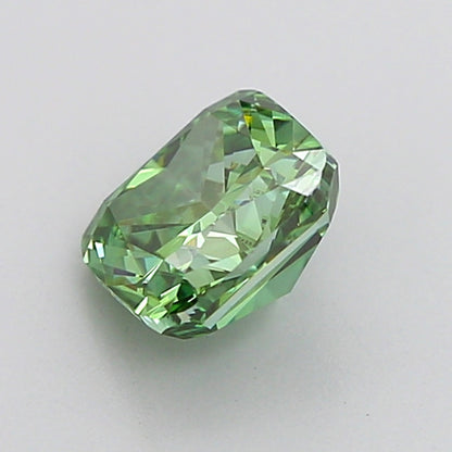 CUSHION 1.06 CARAT FANCY VIVID GREEN VVS2  EX VG NONE