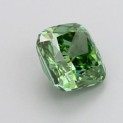 CUSHION 1.06 CARAT FANCY VIVID GREEN VVS2  EX VG NONE