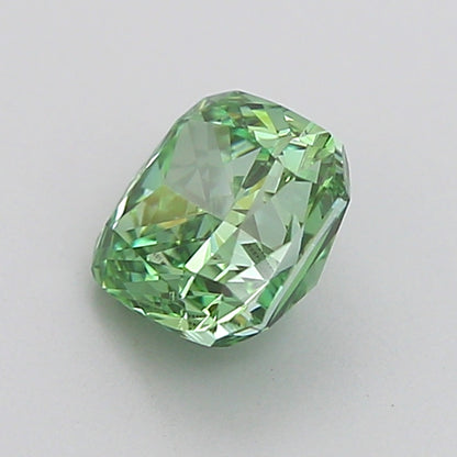 CUSHION 1.05 CARAT FANCY VIVID GREEN VVS2  VG VG NONE