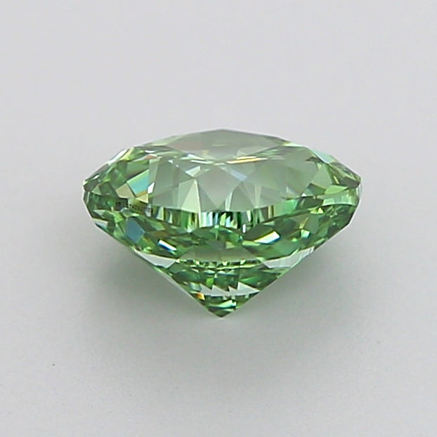 cushion 1.03 carat fancy vivid green vvs2  vg vg none