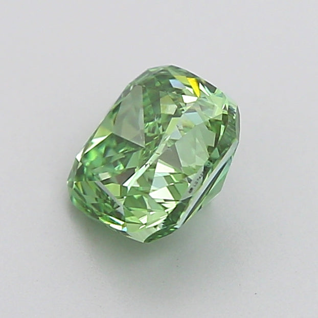 cushion 1.03 carat fancy vivid green vvs2  vg vg none