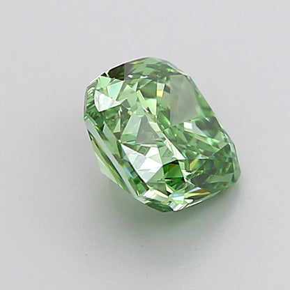 CUSHION 1.03 CARAT FANCY VIVID GREEN VVS2  VG VG NONE